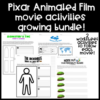 Preview of Pixar Animated Film SEL Movie Activities | GROWING BUNDLE