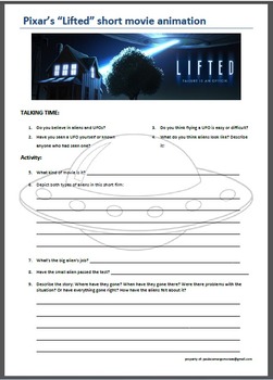 Preview of Pixar "Lifted" movie activity for kids and teens
