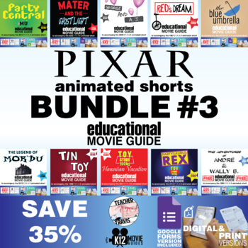 Preview of Pixar Short Video Guide Bundle #3 | SAVE 35% | Theme | Plot | Infer | 10 PACK