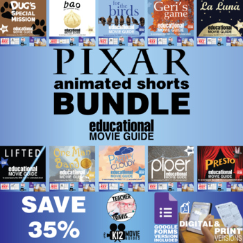 Preview of Pixar Short Video Guide Bundle | SAVE 35% | Theme | Plot | Infer | 10 PACK
