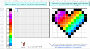 Preview of Pixel Art/ Color by Number FREEBIE! Digital Interactive Google Sheets