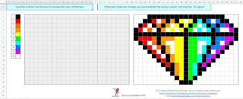Preview of Pixel Art/ Color by Number - Rainbow Diamond - Digital Interactive Google Sheets