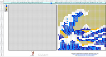Preview of Pixel Art/ Color by Number - THE GREAT WAVE - Digital Interactive Google Sheets