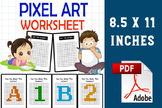 Pixel Art Coloring Book: Alphabet and Numbers Grid-Based Activity