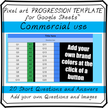 Preview of Pixel Art Commercial Use Template 20 Question Mystery Picture Progression