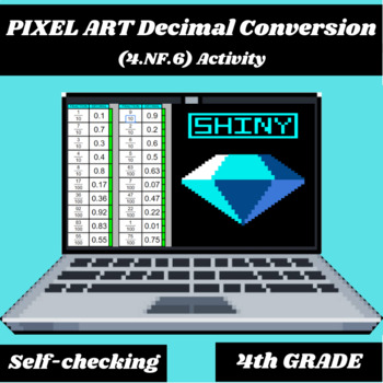 Preview of Pixel Art Decimals 4.NF.6 Activity Review Google Sheets