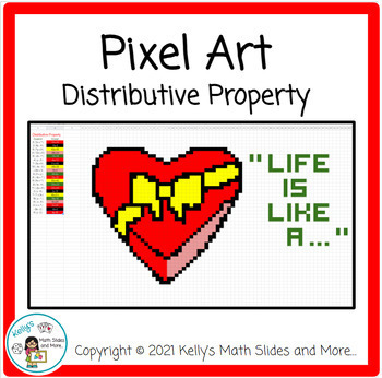 Preview of Pixel Art - Distributive Property - Valentine's Day or Forrest Gump