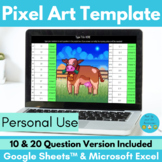 Pixel Art Editable Template for Google Sheets & Excel - Cow