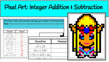 Preview of Pixel Art: Integer Addition and Subtraction (ZELDA)