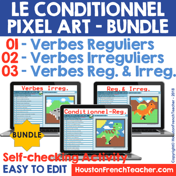 Preview of Pixel Art - Le Conditionnel Present (French Conditional) - BUNDLE (3 in 1)