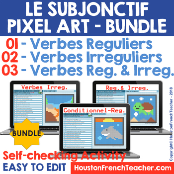 Preview of Pixel Art - Le Subjonctif (French Subjunctive) - BUNDLE (3 in 1)