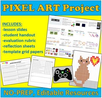 Preview of Pixel Art Lesson, Grid Art Project | Distance Learning