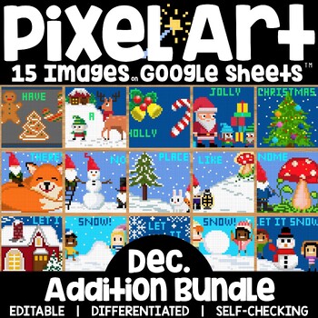 Preview of Pixel Art Magic Reveal DECEMBER BUNDLE: ADDITION & SUBTRACTION FACTS