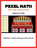 Pixel Art Math-- Addition (1-20)- MOVIE THEATER