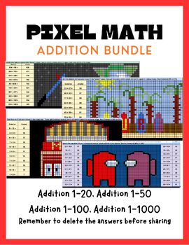 Preview of Pixel Art Math-- Addition Bundle