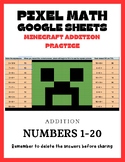 Pixel Art Math- Addition Sums Up to 20- MINECRAFT