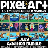 Pixel Art Math Addition and Subtraction Review - July Summ