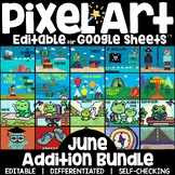 Pixel Art Math Addition and Subtraction Review - June End 