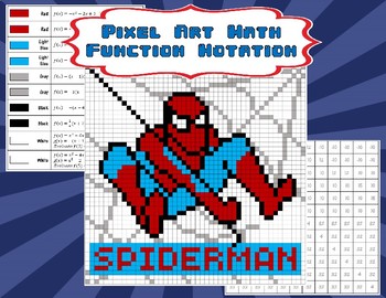Preview of Pixel Art Math - Function Notation - Spiderman