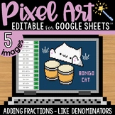 Adding and Subtracting Fractions Pixel Art Math (Like Deno