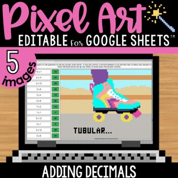 Preview of Adding and Subtracting Decimals Pixel Art Math | 5 Images