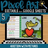 Addition with Pictures Pixel Art Math on Google Sheets | |