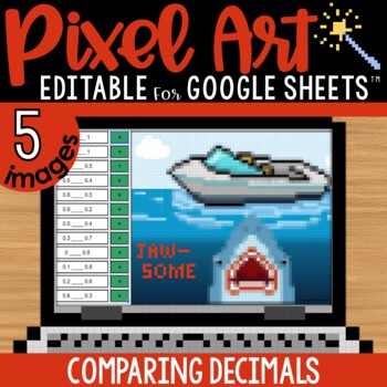 Preview of Ordering and Comparing Decimals Pixel Art Math | 5 Images | Google Sheets
