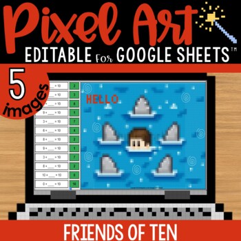 Preview of Friends of Ten Pixel Art Math | 5 Images | Editable | Differentiated