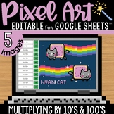 Multiplying by 10s & 100s Pixel Art Math Google Sheets | 5 Images