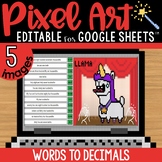 Reading & Writing Decimals Pixel Art Math Google Sheets | 