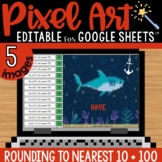 Rounding to Nearest 10 and 100 Pixel Art Math | 5 Images