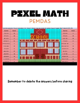 Preview of Pixel Art Math-- PEMDAS REVIEW-- SCHOOL