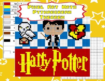 Preview of Pixel Art Math - Pythagorean Theorem - Harry Potter