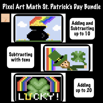 Preview of Pixel Art Math St. Patrick's Day Bundle