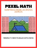 Pixel Art Math-- Subtraction Across Zeros-- Camping