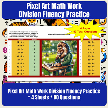 Preview of Pixel Art Math Work Division Fluency Practice * 4 Google Sheets