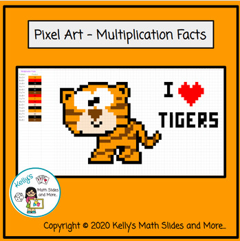 Preview of Pixel Art - Multiplication Facts - Tiger Image