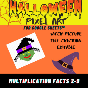 Preview of Pixel Art - Multiplication Practice Facts 2-9 using Google Sheets™