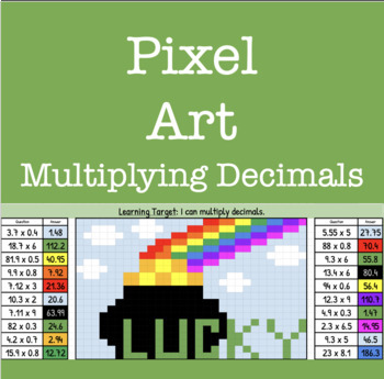 Preview of Pixel Art: Multiplying Decimals (St. Patrick's Day)