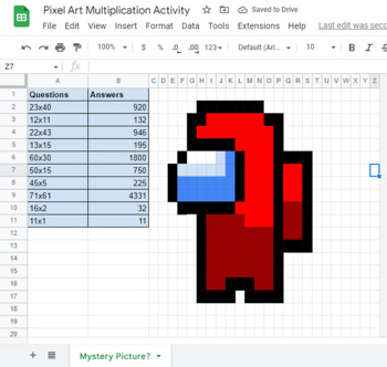 Preview of Pixel Art Mystery Picture - 2 digit Multiplication