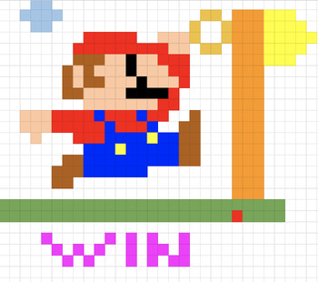 super mario logo pixel art