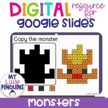 Preview of Pixel Art for Google Slides Monsters | Digital Learning