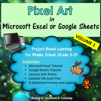 Preview of Pixel Art in Microsoft Excel or Google Sheets - Volume 1 | Distance Learning