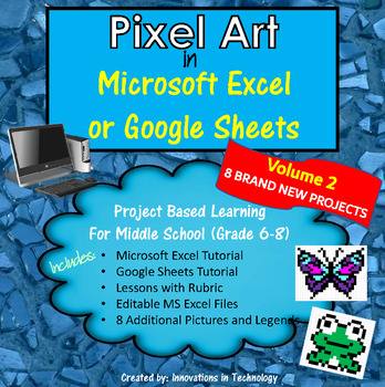 Preview of Pixel Art in Microsoft Excel or Google Sheets - VOLUME 2 | Distance Learning