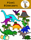 Pixel Dinosaur Clip Art {Video Game Style Clip Art}