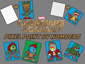 Preview of Pixel Color by Number - Guardians of the Galaxy BUNDLE - Sub / Busy Work