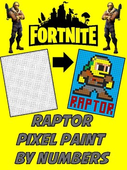 Preview of Pixel Color by Number - Raptor - FORTNITE - Busy / Sub Work