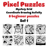 Pixel Puzzles Mystery Grid Drawing Activity - Set 1 - Eigh