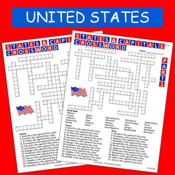 Preview of States & Capitals Crossword Part 1 of 2 FREE
