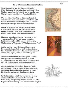 Pizarro, the Incas and famous explorers (16) - poem, worksheets and puzzle